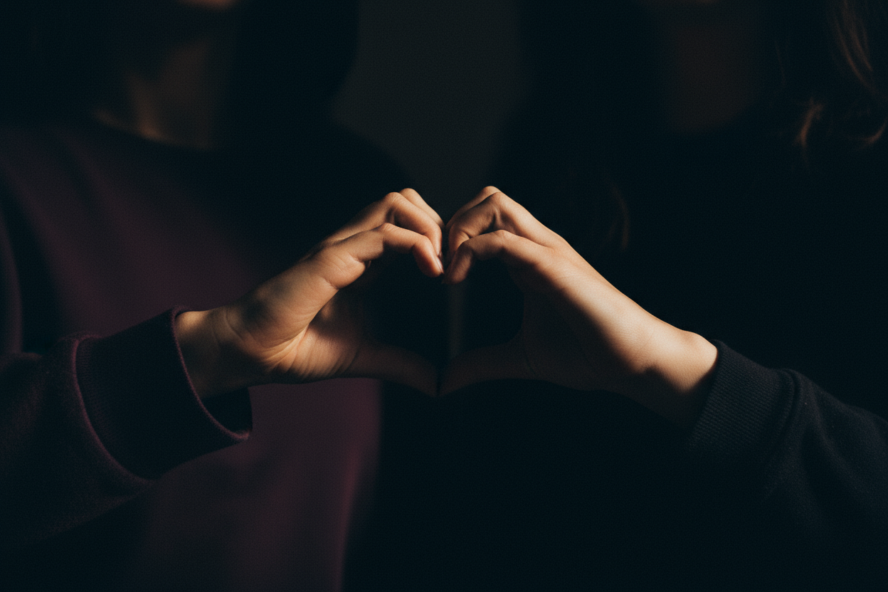 using close-up-of-women-hands-with-heart-in-between-them image make its color theme dark